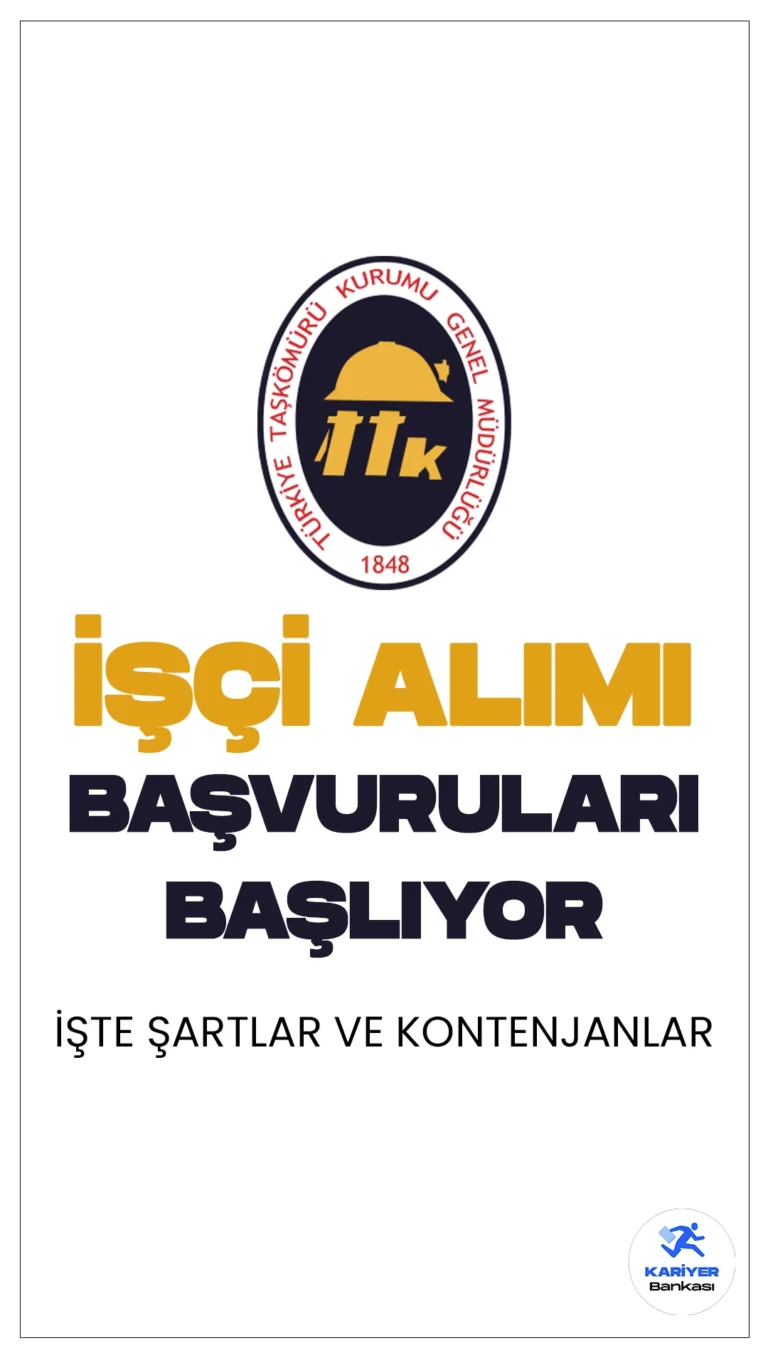 Türkiye Taş Kömürü Kurumu (TTK) 44 işçi Alımı Başvuruları Başlıyor.Cumhurbaşkanlığı SBB'de yayımlanan duyuruda, Türkiye Taş Kömürü Kurumuna (TTK) kuvvetli akım tesisatçısı, kaynakçı, mekanizasyon-pres işçisi, numuneci-maden ocağı, motor imalat bakım ve onarım işçisi, mekaniker(kompresör), vinç operatörü ünvanlarında kura ile sürekli işçi alımı yapılacağı aktarılırken, başvuruların 16 Nisan'da başlayacağı kaydedildi. İşte şartlar ve kontenjanlar...