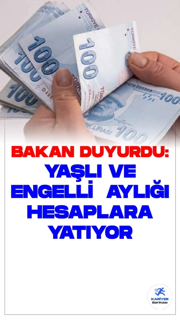 Bakan Duyurdu: 4,8 Milyar TL Yaşlı ve Engelli Aylıkları Hesaplara Yatıyor. Aile ve Sosyal Hizmetler Bakanlığı Mahinur Özdemir Göktaş, Nisan ayı yaşlı ve engelli aylıklarının hesaplara aktarılacağını açıkladı.
