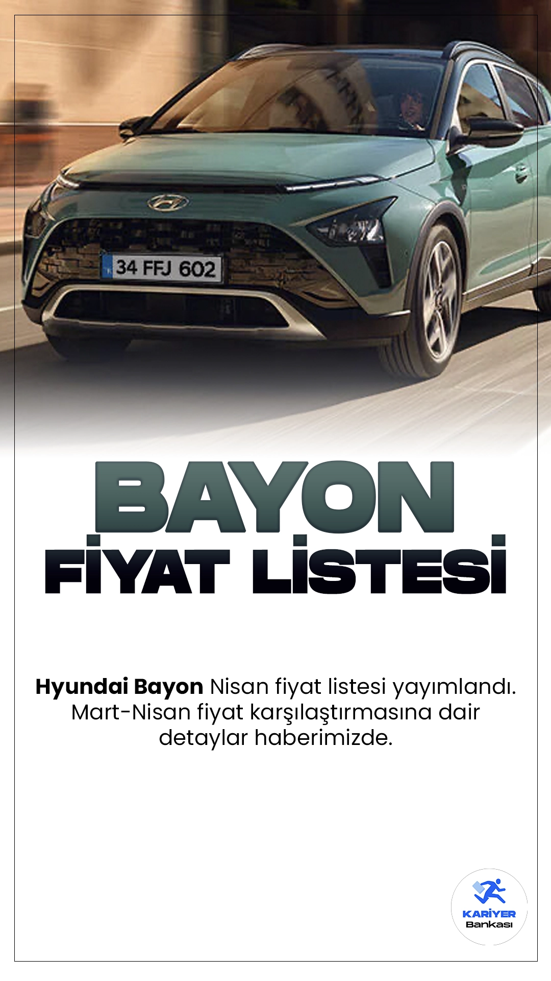 Hyundai Bayon Nisan 2024 Fiyat Listesi Yayımlandı.Hyundai, kompakt SUV segmentindeki varlığını güçlendirmek için yeni bir modelle karşımızda: Bayon. Güney Koreli otomotiv devi, pratik, şık ve güvenilir bir araç sunarak tüketicilerin beklentilerini karşılama hedefinde. Bayon, modern tasarımı, geniş iç mekanı ve çevik sürüşüyle dikkat çekiyor.