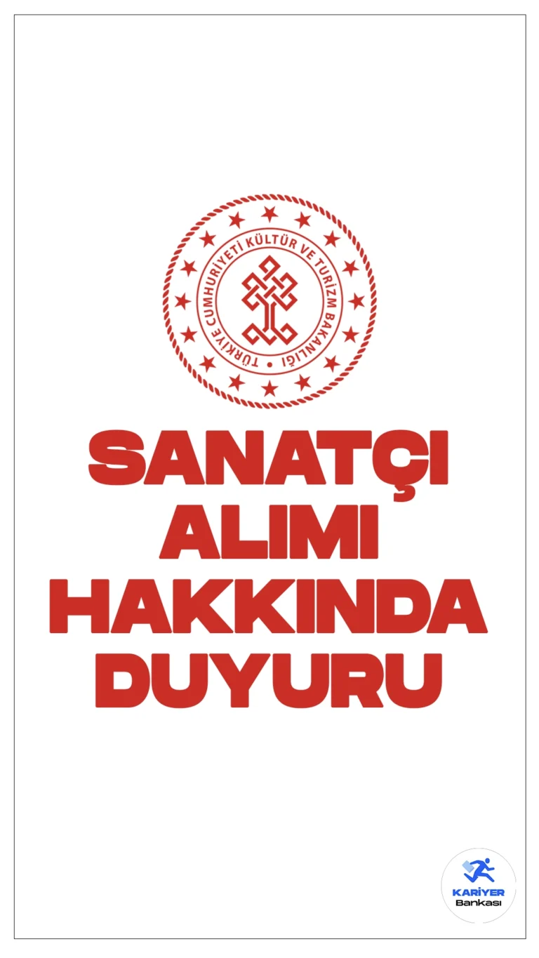 Kültür Bakanlığı Sanatçı Alımı Hakkında Duyuru Yayımlandı. Kültür ve Turizm Bakanlığı sayfasından yayımlanan duyuruda, "Bakanlığımız merkez birimlerinden Güzel Sanatlar Genel Müdürlüğüne bağlı; Adana, Ankara, Antalya, Bursa, Diyarbakır, Edirne, Elâzığ, Mersin, İstanbul, İzmir, Konya, Samsun, Sivas ve Şanlıurfa illerinde bulunan sanat birimlerinde 657 sayılı Devlet Memurları Kanunu’nun 4. maddesinin (B) fıkrası kapsamında "Sözleşmeli" olarak çalışmak üzere yapılan başvurular neticesinde "Sanatçı Alım Sınavı"na girmeye hak kazanan adaylara ilişkin isim listesi, sınav tarihi ve saatleri ekli listelerde yer almaktadır." ifadelere yer verildi.
