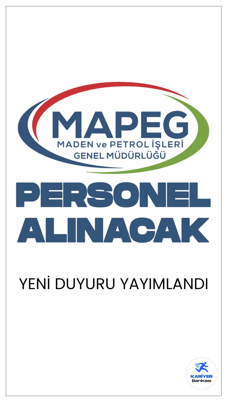 Enerji Bakanlığı MAPEG 10 Personel Alımı Yapacak.Resmi Gazete'de yayımlanan duyuruya göre, MAPEG'e büro personeli, koruma ve güvenlik görevlisi ünvanlarında sözleşmeli personel alımı yapılacak. Başvuru yapacak adayların şartları dikkatle incelemesi gerekmektedir.
