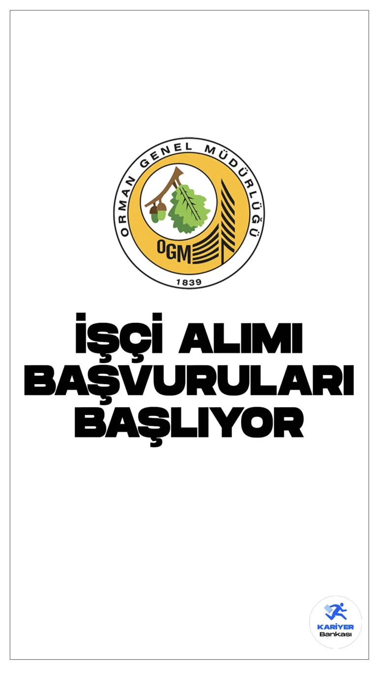 Orman Genel Müdürlüğü (OGM) 64 İşçi Alımı Yapacak.Resmi Gazete'de yayımlanan duyuruda, OGM'ye aşçı, aşçı yardımcısı, elektrikçi, kaynakçı, sıhhi tesisatçı, iş makinası operatörü, traktör operatörü, garson, pastacı, temizlik görevlisi, bulaşıkçı, seracı, diğer fidanlık işleri ve bahçıvan, kimya laboratuvarı teknisyeni pozisyonları için geçici işçi alımı yapılacağı aktarıldır. Başvurular yarın (29 Nisan) başlıyor.