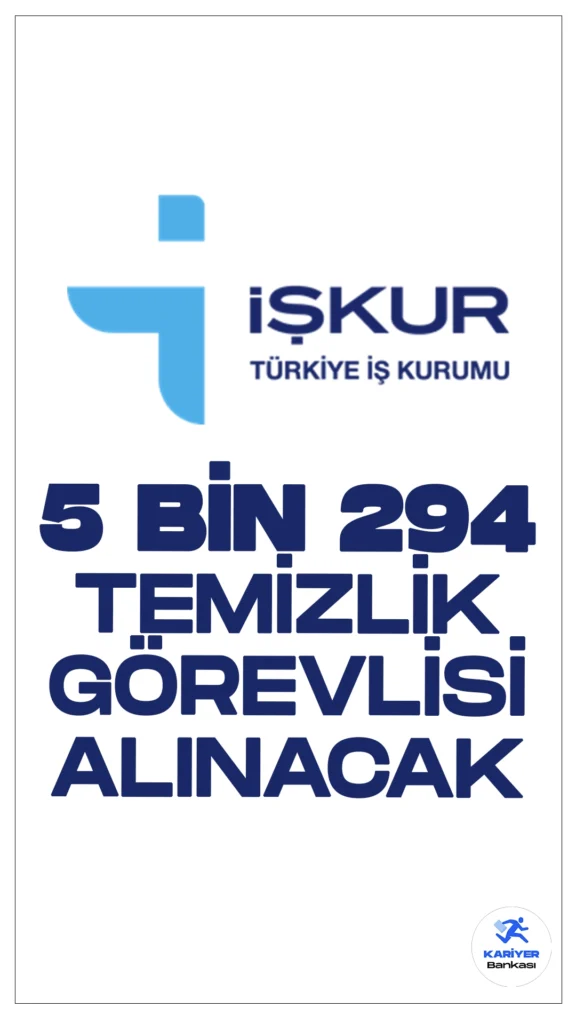5 Bin 294 Temizlik Görevlisi Alınacak. Türkiye İş Kurumu (İŞKUR) üzerinden özel sektör firmaları tarafından yayımlanan duyurularda, 5 bin 294 temizlik görevlisi alımı yapılacağı aktarıldı.Başvuru yapacak adaylarda en az ilkokul mezuniyet şartı aranıyor. İşte illere göre kontenjanlar ve başvuru bilgileri..