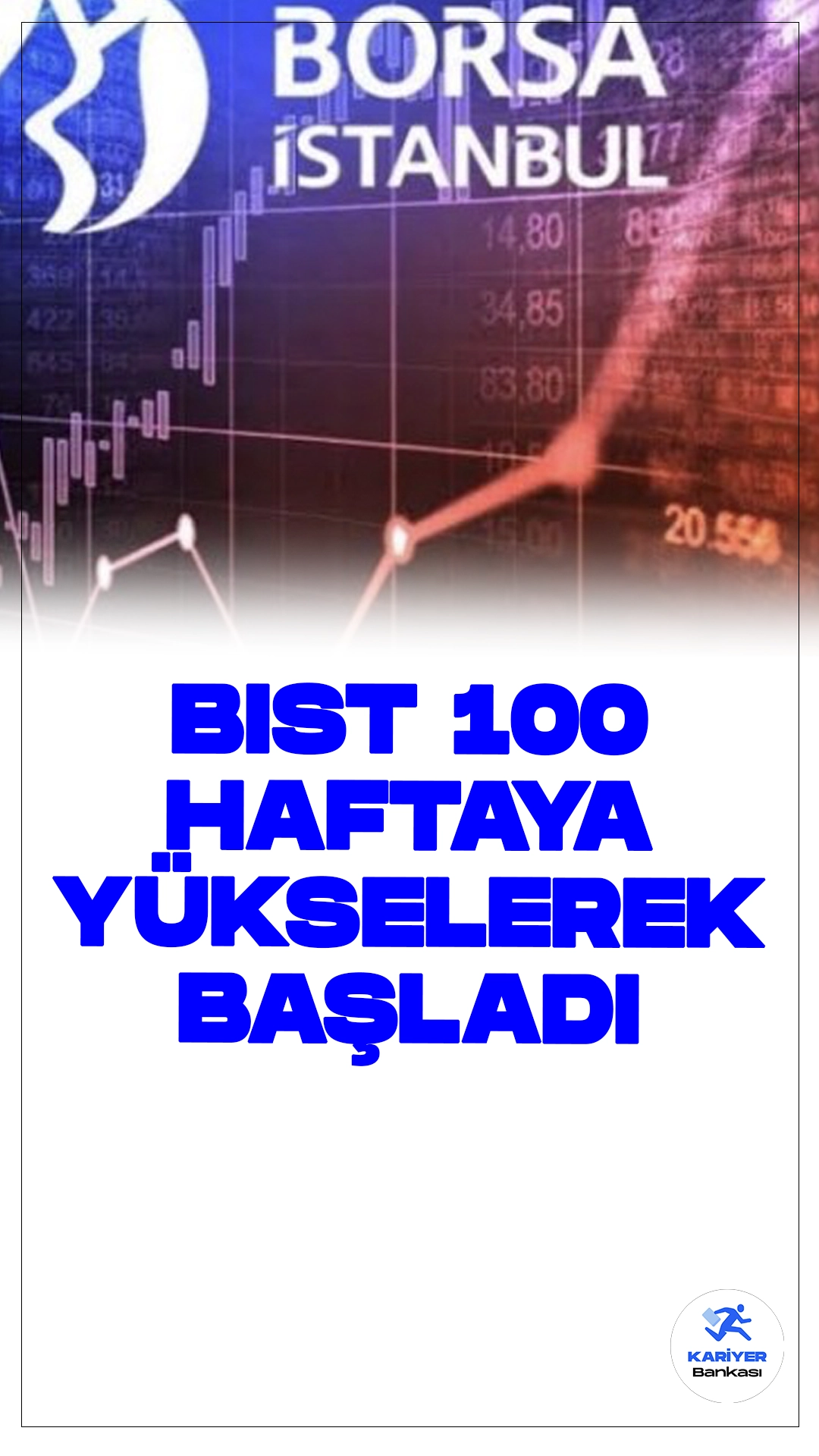 BIST 100 Endeksi Haftaya Yükselişle Başladı.Borsa İstanbul'da BIST 100 endeksi, haftaya yüzde 0,23 yükselişle 10.701,24 puandan başladı.