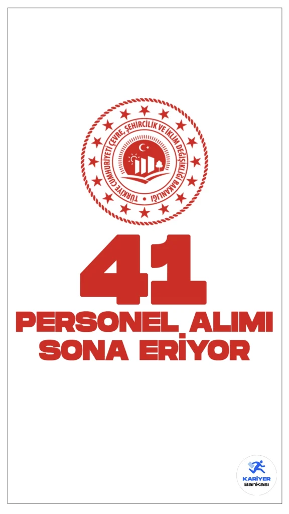 Çevre Bakanlığı 41 Personel Alımı Başvuruları Sona Eriyor.Cumhurbaşkanlığı SBB'de yayımlanan duyuruya göre, Çevre, Şehircilik ve İklim Değişikliği Bakanlığına sözlü sınavla personeli alımı yapılacak. Başvurular bugün (3 Mayıs) sona eriyor. Başvuru yapacak adayların genel şartların yanı sıra, özel şartları da dikkatle incelemesi gerekmektedir.