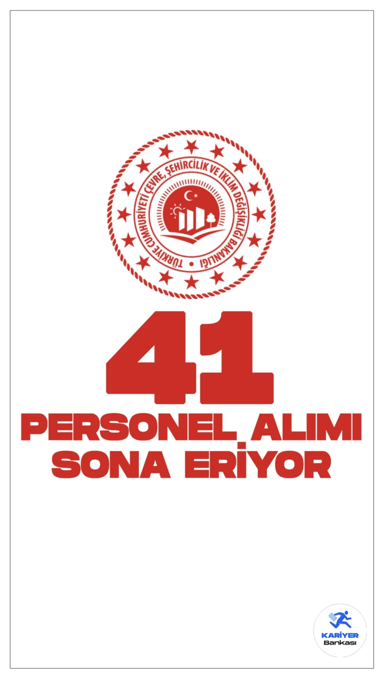 Çevre Bakanlığı 41 Personel Alımı Başvuruları Sona Eriyor.Cumhurbaşkanlığı SBB'de yayımlanan duyuruya göre, Çevre, Şehircilik ve İklim Değişikliği Bakanlığına sözlü sınavla personeli alımı yapılacak. Başvurular bugün (3 Mayıs) sona eriyor. Başvuru yapacak adayların genel şartların yanı sıra, özel şartları da dikkatle incelemesi gerekmektedir.