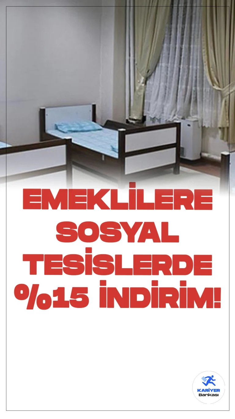 Emeklilere Kamu Sosyal Tesislerinde %15 İndirim.Emekliler kamu kurum ve kuruluşlarına ait sosyal tesislerden yıl sonuna kadar %15 indirimli faydalanacak.