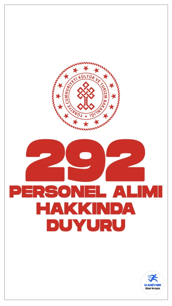 Kültür Bakanlığı 292 Personel Alımı Hakkında Duyuru Yayımlandı. Kültür ve Turizm Bakanlığı sayfasından yayımlanan duyuruda, 165 personel ve 172 personel olmak üzere 292 sözleşmeli personel alımı kapsamında,  atamaya esas belgelerini teslim etmeyen, feragat eden ve kriterleri tutmayan adayların yerine yerleştirilen YEDEK ADAYLARIN açıklandığı aktarıldı.
