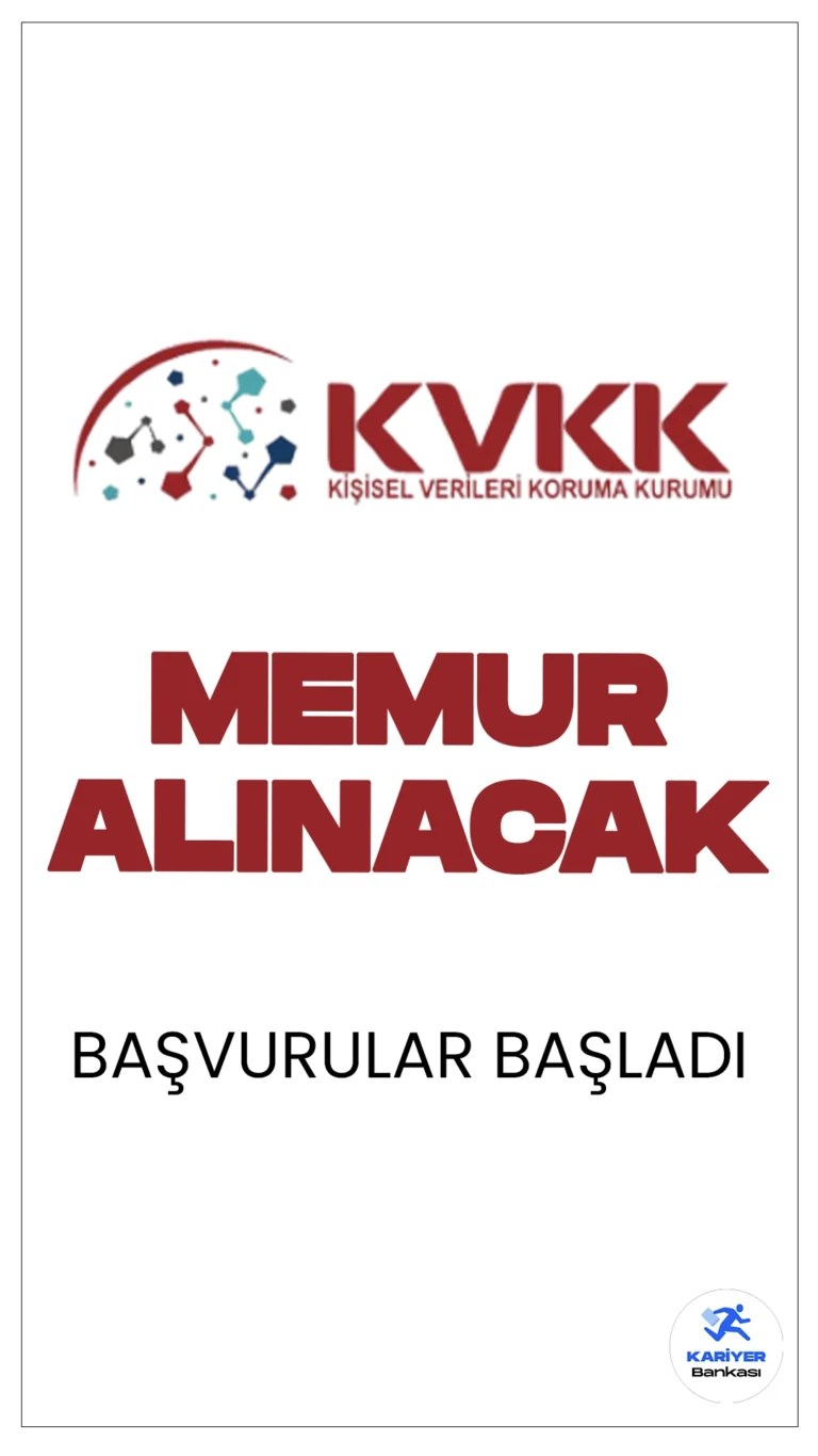 KVKK 15 Memur Alımı Başvuruları Alınacak. Resmi Gazete'de yayımlanan duyuruya göre, Kişisel Verileri Koruma Kurumuna memur alımı yapılacak. Başvurular bugün(6 Mayıs) itibarıyla başladı. Başvuru yapacak adayların genel şartların yanı sıra, özel şartları da sağlaması gerekmektedir.