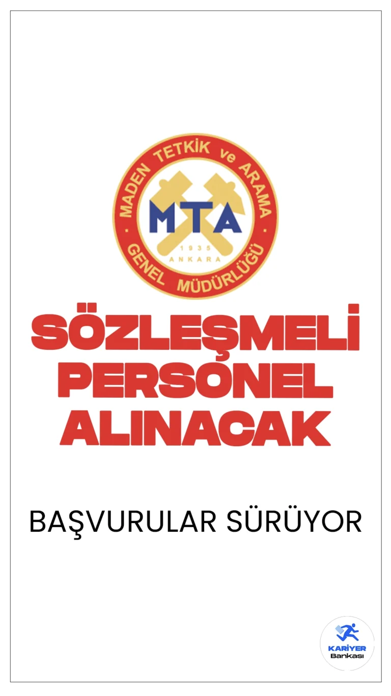 MTA 22 Personel Alımı Başvuruları Sürüyor.Resmi Gazete'de yayımlanan duyuruya göre, Maden Tetkik ve Arama Genel Müdürlüğüne (MTA) teknisyen, koruma ve güvenlik görevlisi pozisyonlarında sözleşmeli personel alımı yapılacak. Başvuru yapacak adayların genel şartların yanı sıra özel şartları da sağlaması gerekmektedir.