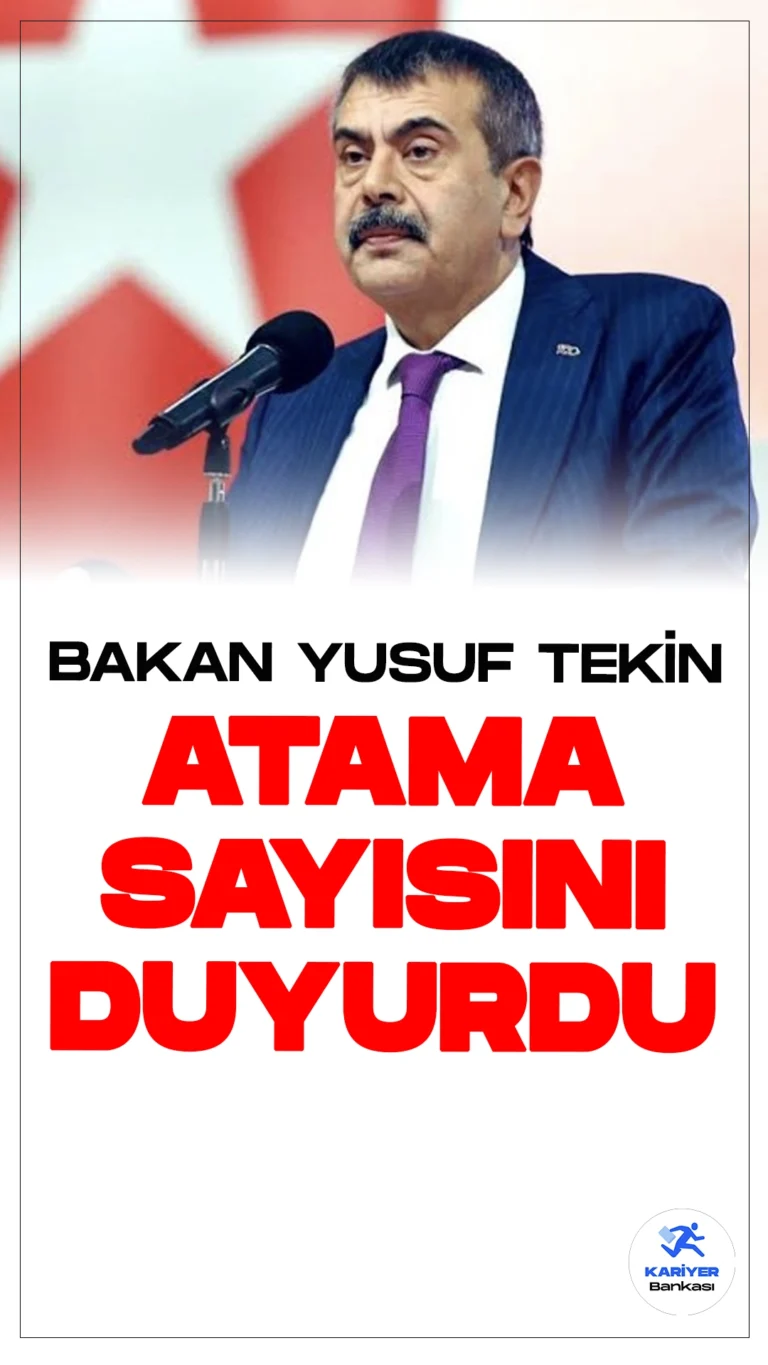 Milli Eğitim Bakanı Tekin: 20 Bin Öğretmen Ataması Olacak. Milli Eğitim Bakanı Yusuf Tekin sosyal medya hesabı üzerinden yaptığı yayında, 20 bin öğretmen ataması yapılacağını açıkladı.