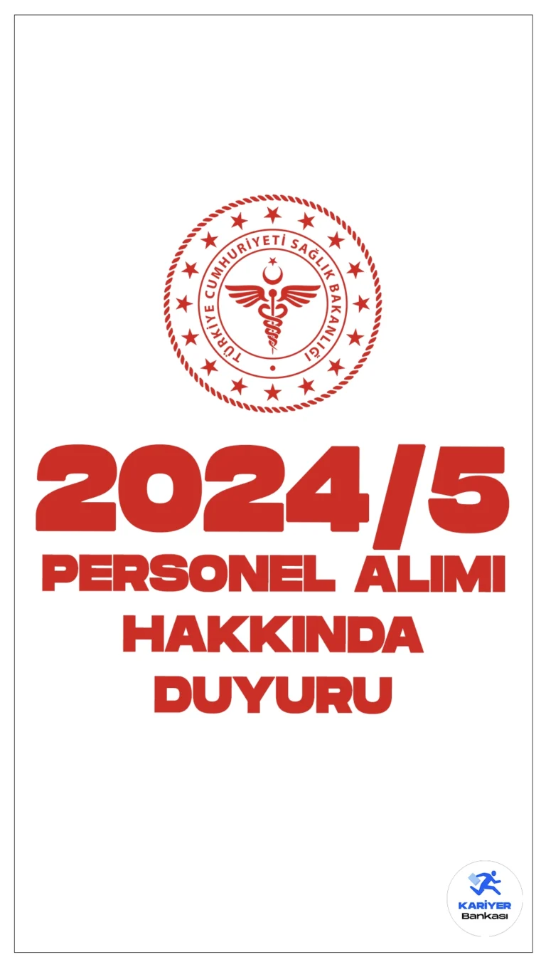 Sağlık Bakanlığı KPSS 2024/5 Personel Alımı Hakkında Duyuru Yayımlandı. Sağlık Bakanlığı Yönetim Hizmetleri Genel Müdürlüğü sayfasından yayımlanan duyuruyada, 17.04.2024-02.05.2024 tarihleri arasında başvuru yapamayan veya başvuru yaptığı halde göreve başlayamayanların; 21.05.2024 tarihi mesai bitimine kadar yerleştikleri hizmet birimleri bünyesinde oluşturulan komisyonlara anılan duyuruda belirtilen belgeler ile birlikte başvuruda bulunmaları kaydıyla 22.05.2024 tarihi mesai bitimine kadar göreve başlama işlemlerinin yapılmasının Bakanlıkça uygun görüldüğü aktarıldı.
