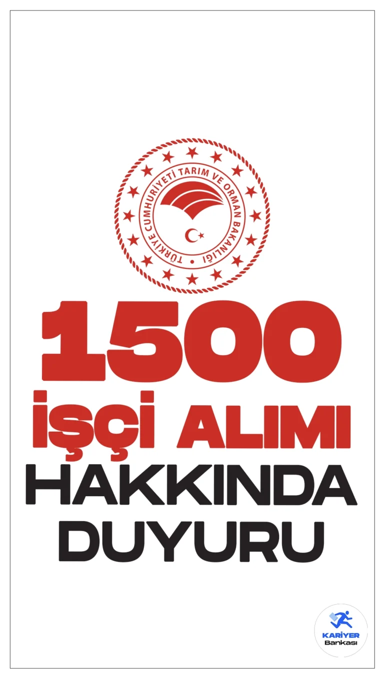 Tarım Bakanlığı 1500 İşçi Alımı Kapsamında Evrak Teslim Süreci Başlıyor.Tarım ve Orman Bakanlığı sayfasından yayımlanan duyuruya göre, geçtiğimiz aylarda başvuruları alınan 1500 tarım işçisi alım kapsamında yedek adayların evrak teslim süreci 9 Mayıs itibarıyla başlayacak. Yedek hak sahibi adayların belirtilen tarihler arasında, belirtilen adrese gerekli evrakları teslim etmeleri gerekmektedir.