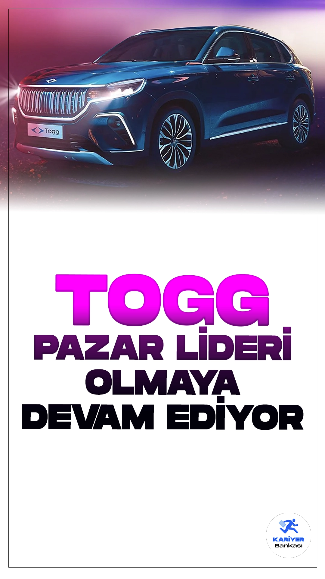 Togg Elektrikli Otomobil Pazarında Nisan Ayında Lider Konumunda.Geçen ayın verilerine göre, Türkiye elektrikli otomobil pazarında Nisan'da Togg, toplam 3,003 adetlik satışıyla liderliğini sürdürdü. Bu satışlar arasında Togg T10X, 739 adetle öne çıktı, SsangYong Torres 739 adetle ikinci sırada yer aldı ve BMW X1 ise 361 adetle üçüncü oldu.