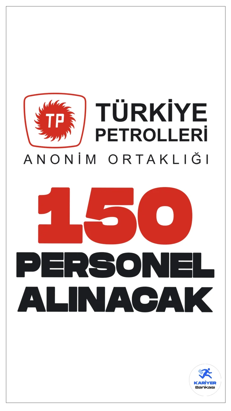 TPAO 150 personel alımı duyurusu yayımlandı. Resmi Gazete'de yayımlanan duyuruya göre, Türkiye Petrolleri Anonim Ortaklığına (TPAO) ön lisans mezunlarından üretim operatör yardımcısı, elektrikçi, ambarcı, malzeme eksperi, harita teknisyeni, servis görevlisi, inşaat teknisyeni, iş güvenliği teknisyeni, sistem destekçisi(bilgi sistemleri), muhasebe servis görevlisi, tedarik ve lojistik görevlisi, laboratuvar sorumlusu, lisans mezunlarından ise mühendis, avukat ve uzman yardımcısı alımı yapılacak.
