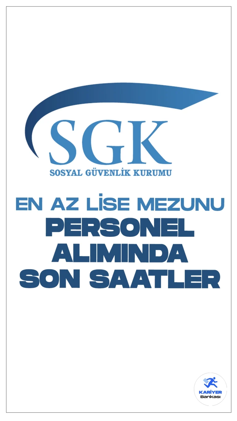 Sosyal Güvenlik Kurumu (SGK) 344 Personel Alımı Başvurularında Son Saatlere Girildi.Cumhurbaşkanlığı SBB'de yayımlanan duyuruya göre, Sosyal Güvenlik Kurumu (SGK), merkez ve taşra teşkilatında istihdam edilmek üzere büro personeli, destek personeli, teknisyen, koruma ve güvenlik görevlisi ünvanlarında sözleşmeli personel alınacak. Başvuru işlemleri bugün sona eriyor. Adayların belirtilen genel ve özel şartları sağlaması gerekmektedir.