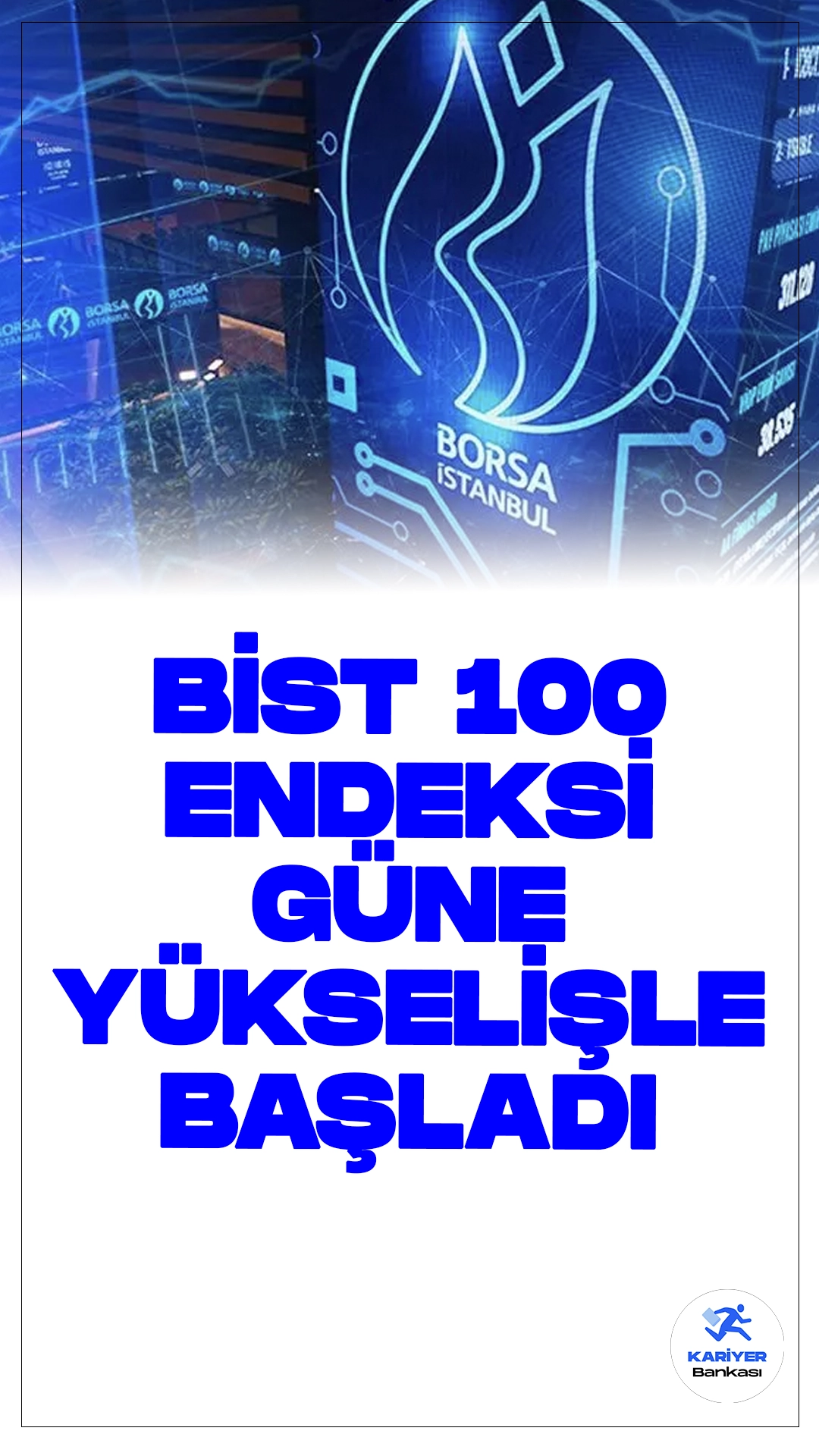 Borsa İstanbul Güne Yükselişle Başladı.Borsa İstanbul'da BIST 100 endeksi, güne yüzde 0,39 yükselişle 10.391,45 puandan başladı. Açılışta BIST 100 endeksi, önceki kapanışa göre 40,50 puan ve yüzde 0,39 artarak 10.391,45 puana çıktı.