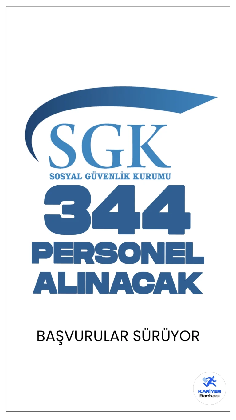Sosyal Güvenlik Kurumu (SGK) 344 Personel Alımı Başvuruları Sürüyor.Sosyal Güvenlik Kurumu (SGK), merkez ve taşra teşkilatında istihdam edilmek üzere büro personeli, destek personeli, teknisyen, koruma ve güvenlik görevlisi ünvanlarında sözleşmeli personel alımı yapacak. Başvurular, 657 sayılı Devlet Memurları Kanunu’nun 4/B maddesi kapsamında yapılacak olup, toplamda 344 personel alınacak. Alımlar, 2022 yılı Kamu Personeli Seçme Sınavı (KPSS) sonuçlarına göre gerçekleştirilecek.