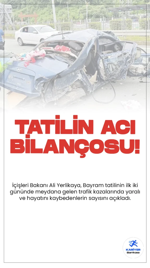 Bayram Tatilinde Trafik Kazaları: 16 Kişi Hayatını Kaybetti.Bayram tatilinin ilk iki gününde meydana gelen trafik kazalarında 16 kişi hayatını kaybetti, 2 bin 716 kişi yaralandı. İçişleri Bakanı Ali Yerlikaya, bu üzücü verileri sosyal medya hesabından paylaştı.