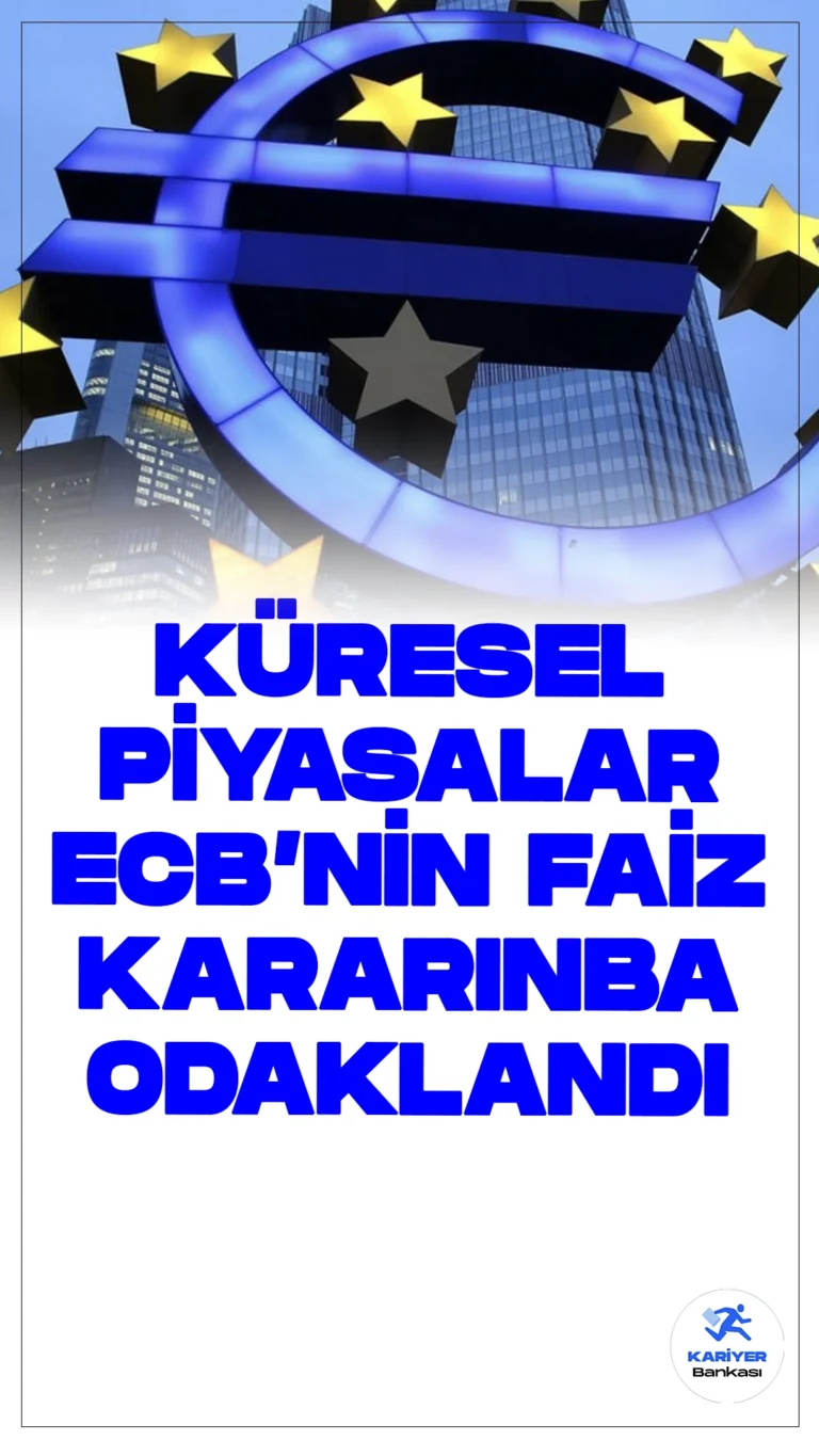 Küresel Piyasalar ECB'nin Faiz Kararına Odaklandı.Küresel piyasalarda, ABD Merkez Bankası'nın bu yıl faiz indirimine başlayacağı beklentilerinin güçlenmesiyle pozitif bir seyir izlenirken, gözler Avrupa Merkez Bankası'nın (ECB) alacağı faiz kararına çevrildi.