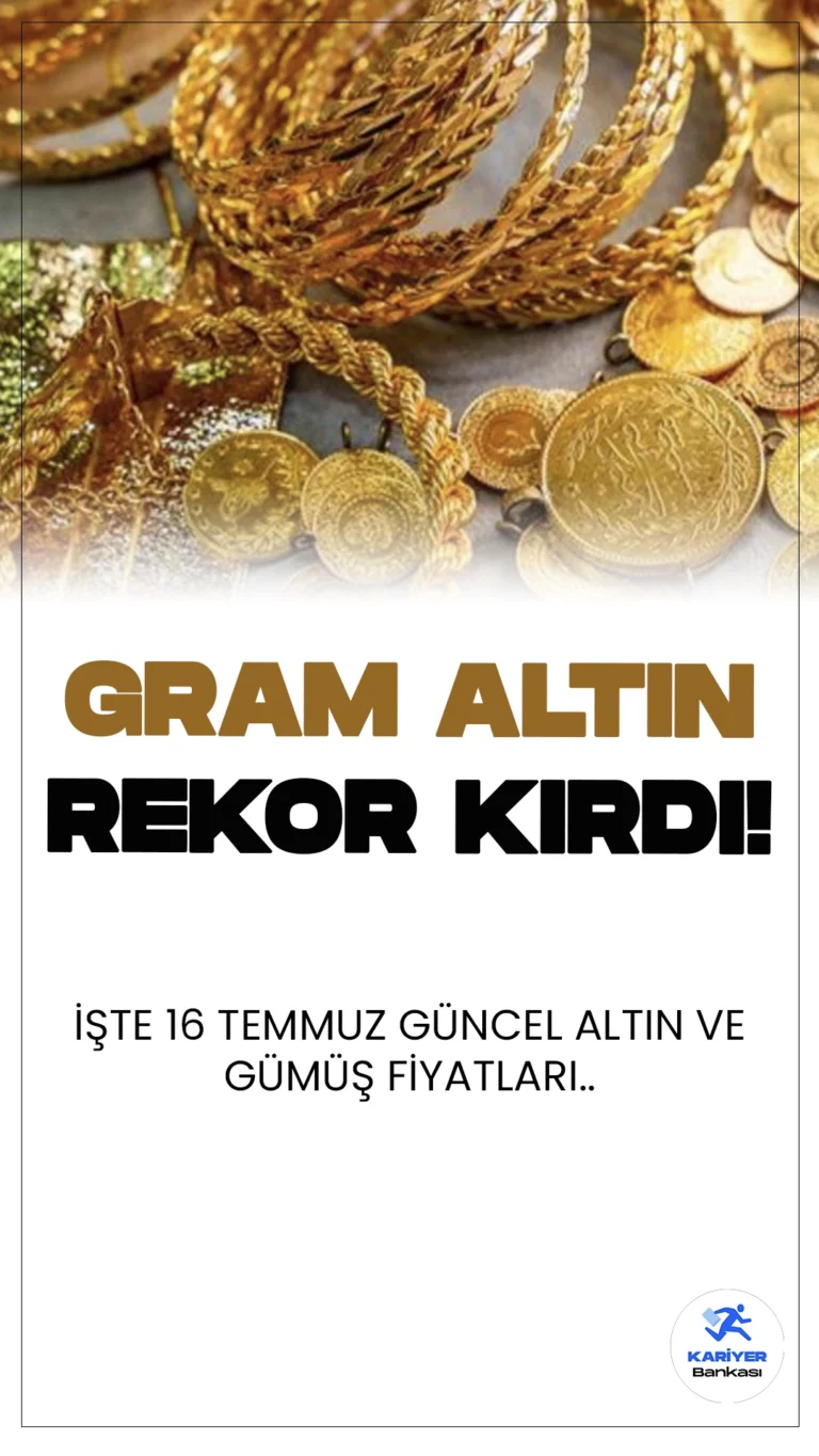 Gram Altın Rekor Kırdı! İşte 16 Temmuz Altın ve Gümüş Fiyatları…Altın fiyatları bir anda yeniden yükselişe geçti. Serbest piyasalarda gram altın 2,583.48 TL’den işlem görürken çeyrek altın 4,198.25 TL’den alıcı buluyor.Yarım altın 8,396.49 TL, tam altın ise 16,741.63 TL’den satılıyor.