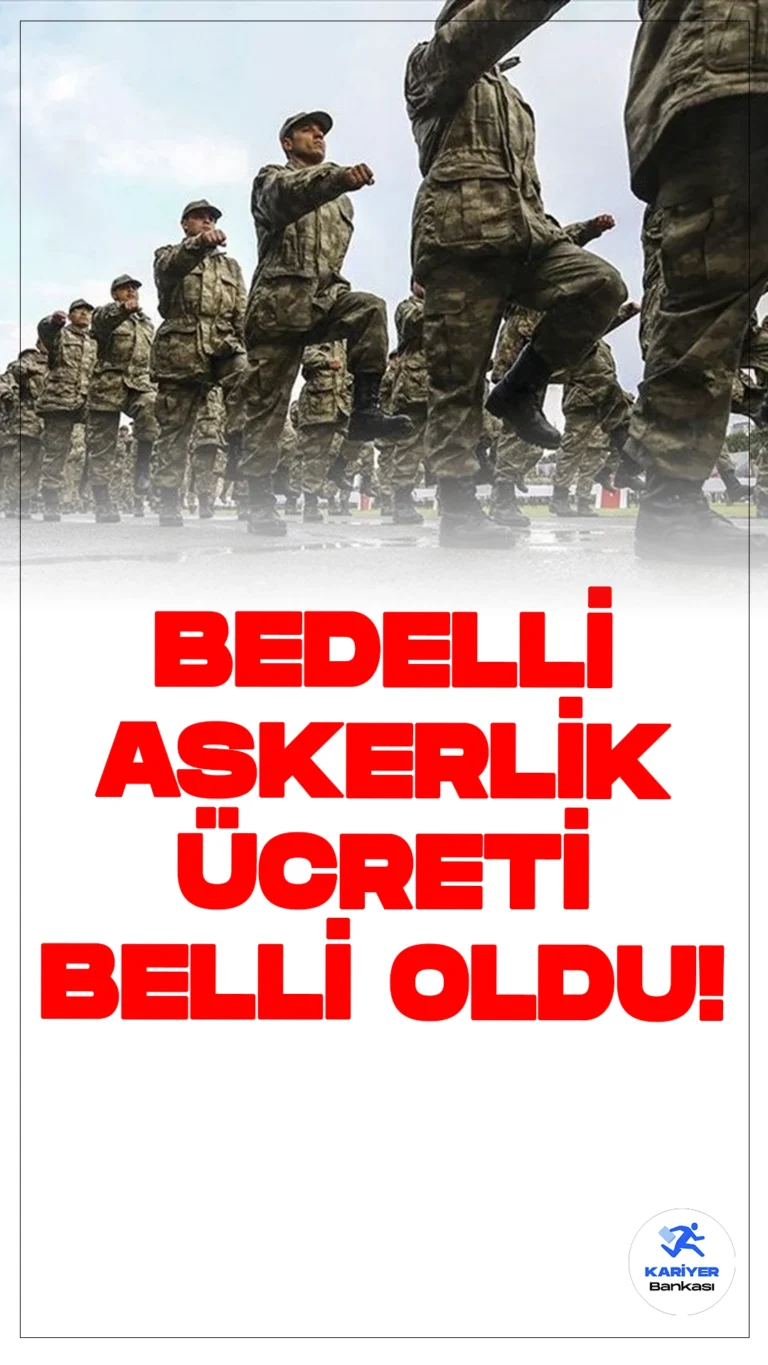 2024 Yılı Bedelli Askerlik Ücreti Belirlendi.Milli Savunma Bakanlığı (MSB), 2024 yılının ikinci altı ayı için bedelli askerlik ücretinin 217 bin 871 lira olarak belirlendiğini duyurdu. 8 Temmuz itibariyle başvurular alınmaya başlandı. 24-28 Haziran tarihleri arasında bedelli askerlik için 46 bin 972 kişi başvuru yaptı.