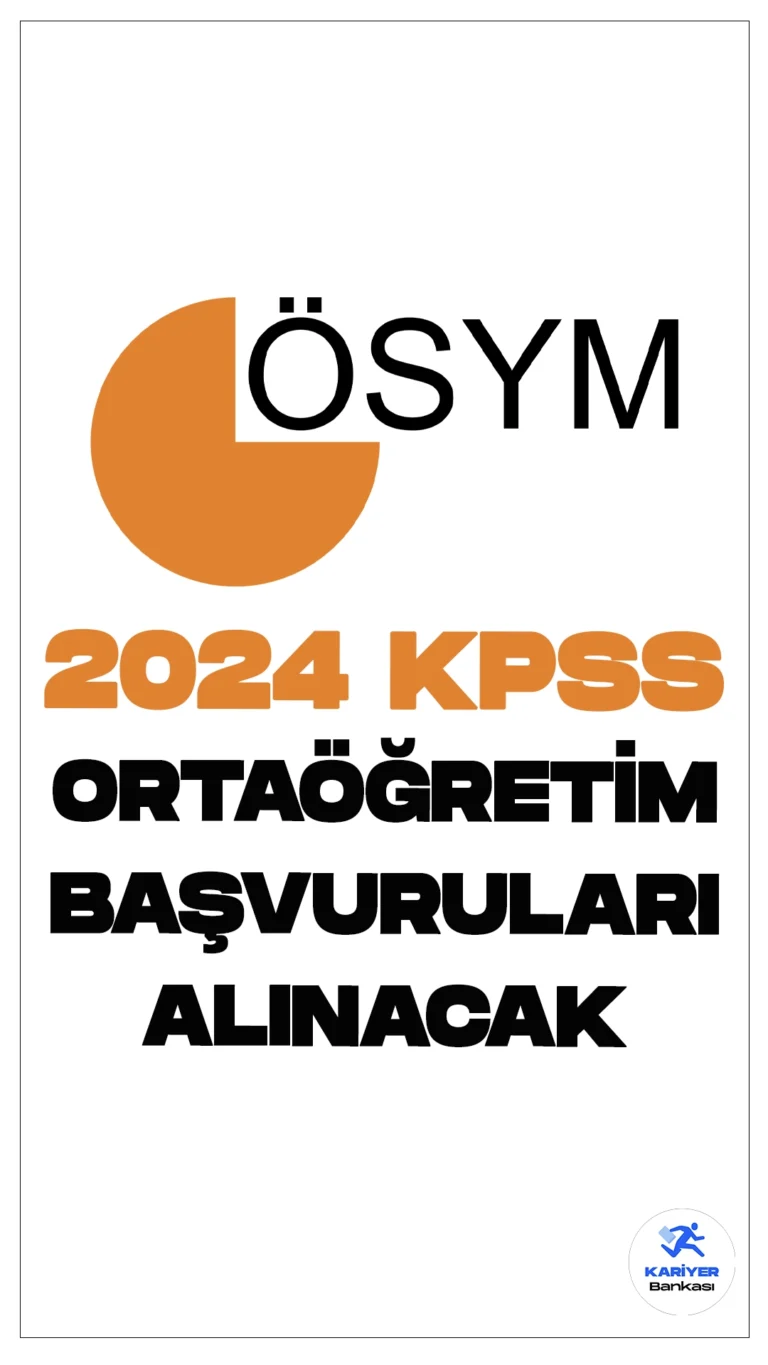 2024 KPSS Ortaöğretim Başvuruları Alınacak.ÖSYM sayfasından yayımlanan son dakika duyurusunda 15 Eylül 2024 tarihinde uygulanacak, 2024 Kamu Personel Seçme Sınavı (2024-KPSS Ortaöğretim) başvurularının alınmaya başladığı aktarıldı.