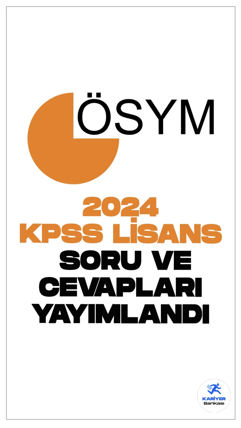 2024-KPSS Lisans Temel Soru Kitapçıkları ve Cevap Anahtarları Yayımlandı. ÖSYM sayfasından yayımlanan duyuruda, 14 Temmuz 2024 tarihinde uygulanan 2024-KPSS Lisans Sınavı Genel Yetenek-Genel Kültür/Eğitim Bilimleri oturumlarının Temel Soru Kitapçıkları ile Cevap Anahtarları’nın %10’unun erişime açıldığı aktarıldı.