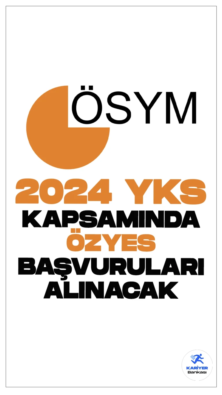 2024-YKS Kapsamında ÖZYES Başvuruları Alınacak.ÖSYM sayfasından yayımlanan resmi duyuruda, 2024-2025 öğretim yılı için yükseköğretim kurumlarının özel yetenek sınavı kapsamında öğrenci alan spor programlarına alınacak öğrencilerin seçimi ve tercihlerine göre yerleştirilebilmeleri amacıyla 2024 Özel Yetenek Sınavı başvurularının başladığı aktarıldı.