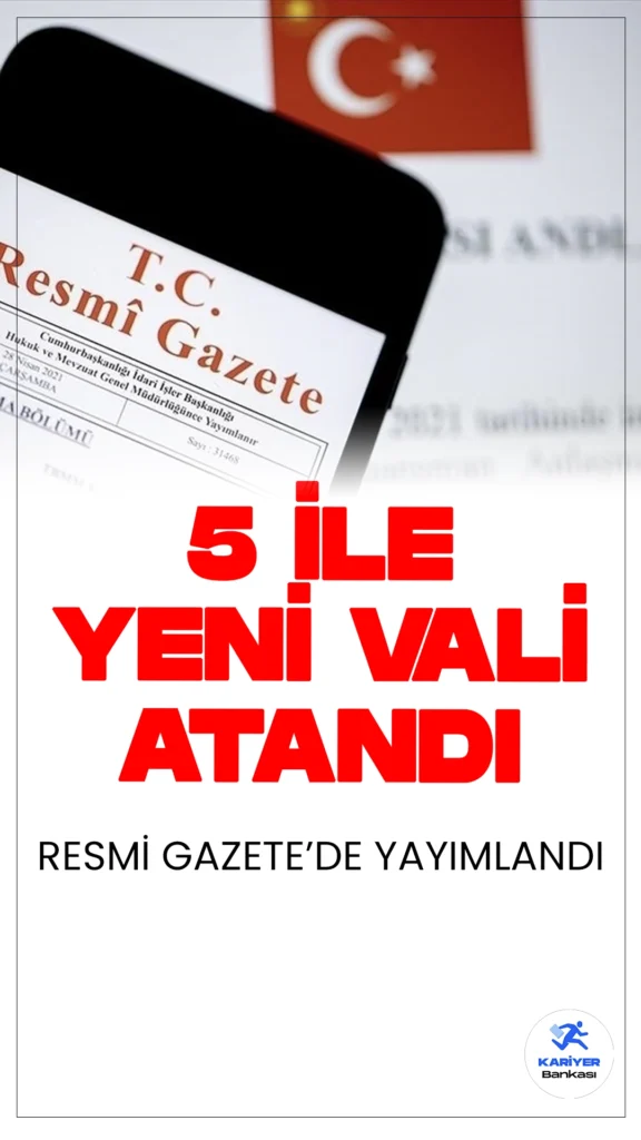 5 İle Yeni Vali Atandı.Cumhurbaşkanlığı tarafından yapılan atama kararları ile Diyarbakır Valiliğine Murat Zorluoğlu, Malatya Valiliğine Seddar Yavuz, Kocaeli Valiliğine İlhami Aktaş, Çanakkale Valiliğine Ömer Toraman ve Elazığ Valiliğine Numan Hatipoğlu atandı.