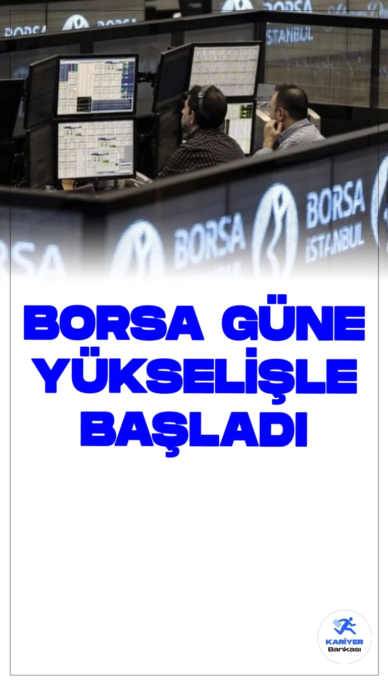 Borsa Güne Yükselişle Başladı.Borsa İstanbul'da BIST 100 endeksi, güne yüzde 0,34 yükselişle 10.909,45 puandan başladı. Açılışta BIST 100 endeksi, önceki kapanışa göre 36,89 puan ve yüzde 0,34 artarak 10.909,45 puana çıktı.