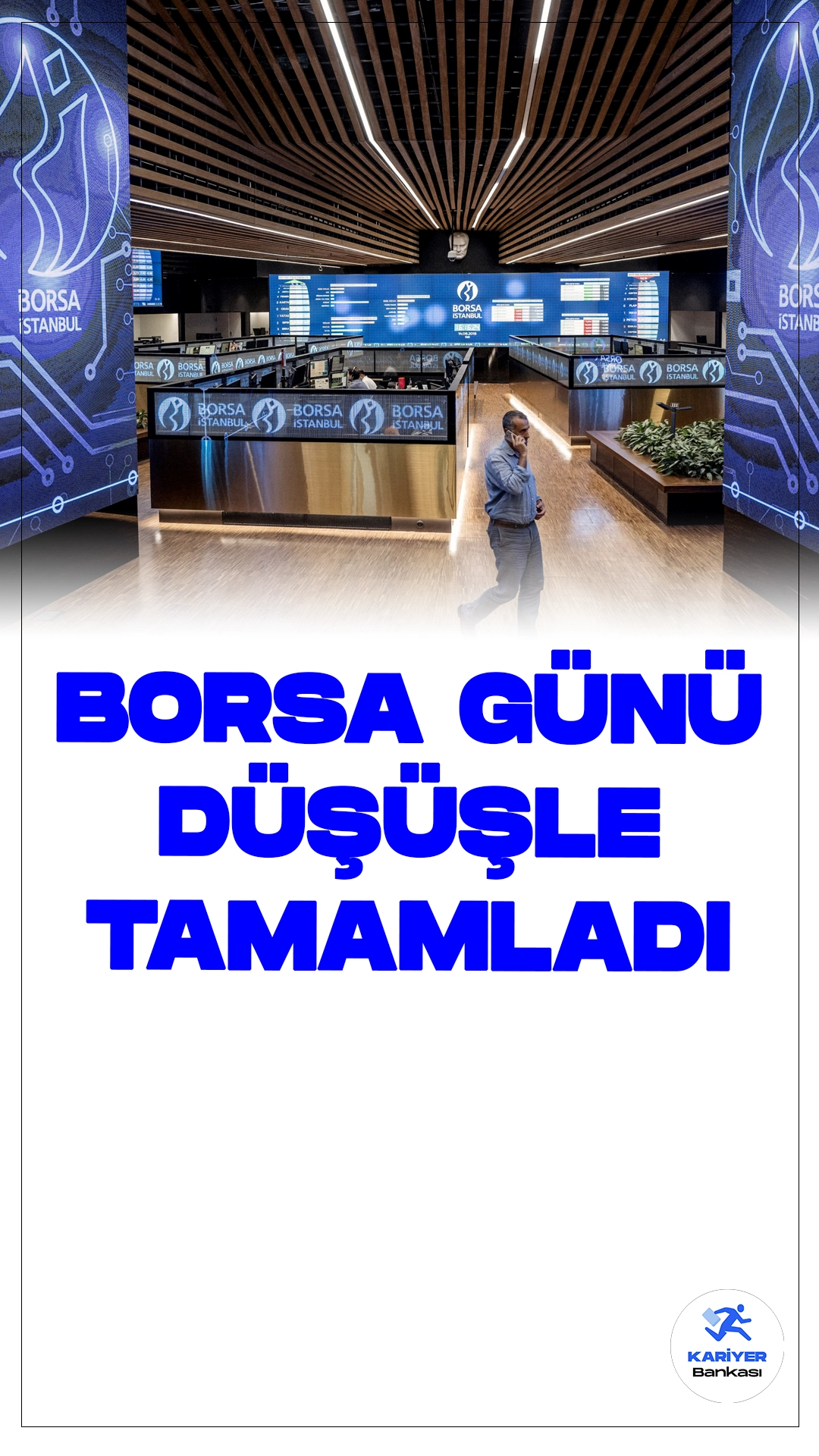 Borsa İstanbul Günü Düşüşle Tamamladı.Borsa İstanbul'da BIST 100 endeksi, günü yüzde 0,74 değer kaybederek 11.089,53 puandan kapattı. Bankacılık endeksi yüzde 1,92, holding endeksi ise yüzde 0,36 değer kaybı yaşadı. Sektörler arasında bilişim yüzde 3,97 ile en çok kazandıran, iletişim ise yüzde 2,69 ile en çok kaybettiren oldu.