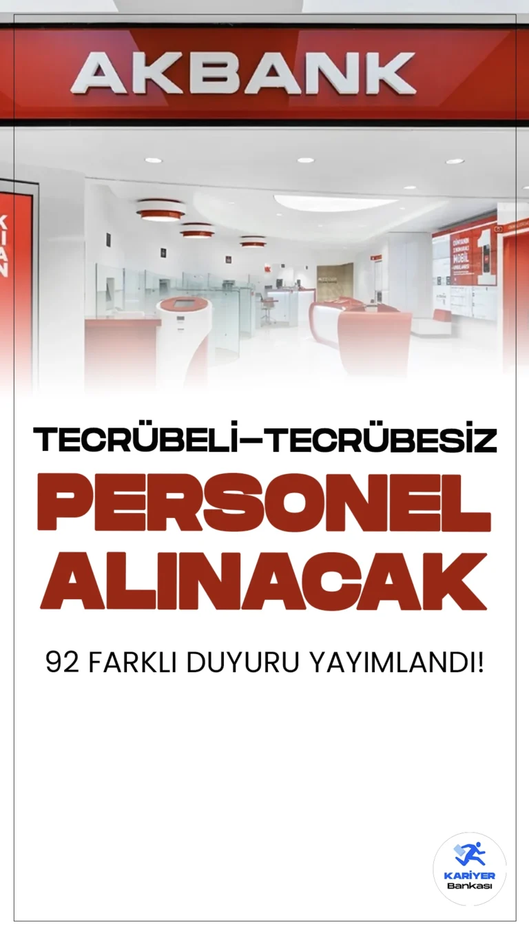 Akbank Personel Alımı Duyuruları Yayımlandı! Akbank, 92 farklı iş ilanı ile tecrübeli ve tecrübesiz personel alımı yapıyor. Başvuru şartları ve kontenjan bilgilerine dair tüm detaylar Kariyerbankasi.net'te.
