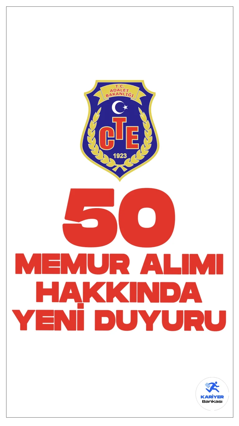 Adalet Bakanlığı CTE 50 Memur Alımı Hakkında Yeni Duyuru Geldi. Adalet Bakanlığı Ceza ve Tevkifevleri Genel Müdürlüğü sayfasından yayımlanan duyuruda, 50 İdare Memuru Öğrencisi Alımı kapsamında sözlü sınav ve mülakat sonuçlarının açıklandığı aktarıldı.