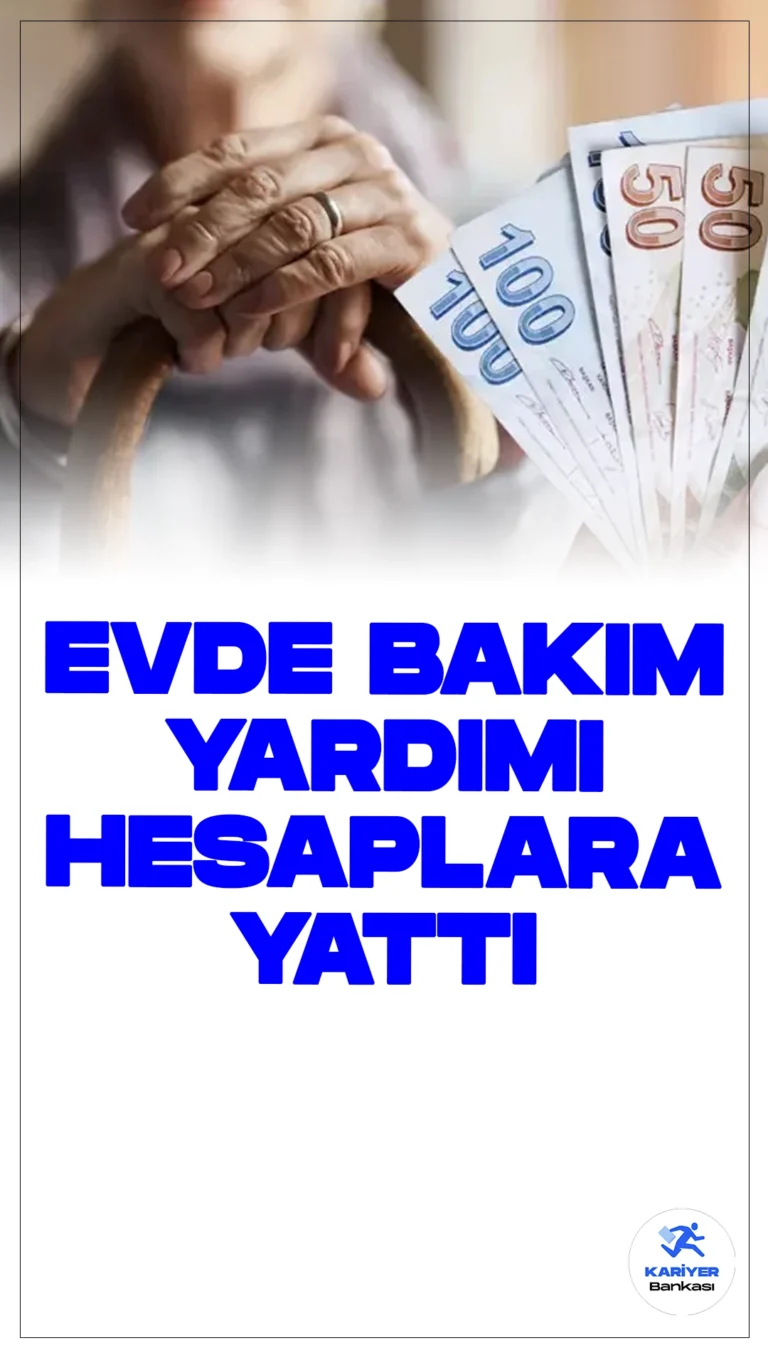 Evde Bakım Yardımı Hesaplara Yatırıldı.Evlerinde bakılan tam bağımlı vatandaşlara ve ailelerine ekonomik destek sağlamak amacıyla bu ay toplam 4,1 milyar TL Evde Bakım Yardımı hesaplara yatırıldı.