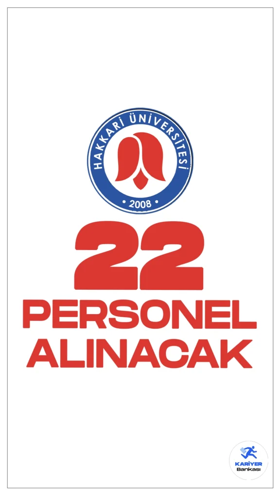 Hakkari Üniversitesi 22 Personel Alımı Duyurusu Yayımlandı.Hakkari Üniversitesi Rektörlüğü, farklı birimlerinde görevlendirilmek üzere 22 sözleşmeli personel alımı yapacağını duyurdu. Başvurular 26 Temmuz 2024 tarihinde başlayacak ve 9 Ağustos 2024 tarihinde sona erecek.