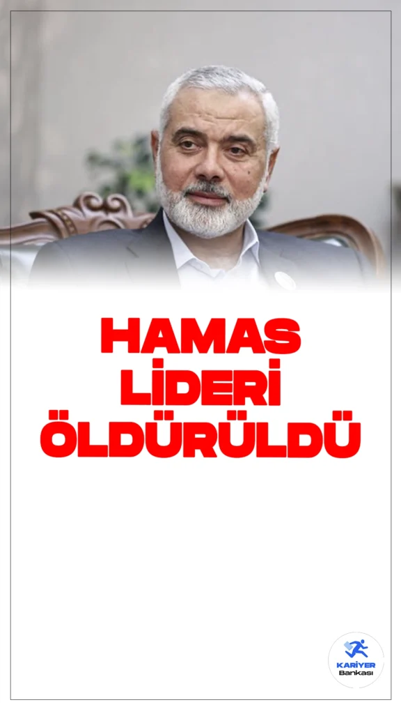 Hamas Lideri İsmail Haniye Öldürüldü.Hamas lideri İsmail Haniye, bu sabah İran’ın başkenti Tahran’da gerçekleştirilen bir saldırıda hayatını kaybetti. Hamas, saldırının İsrail tarafından düzenlendiğini açıkladı.