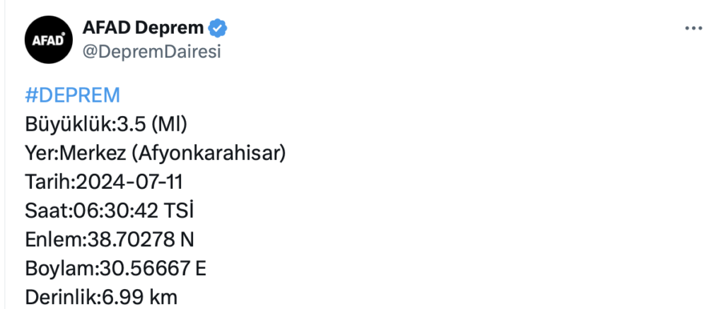 Afyonkarahisar deprem