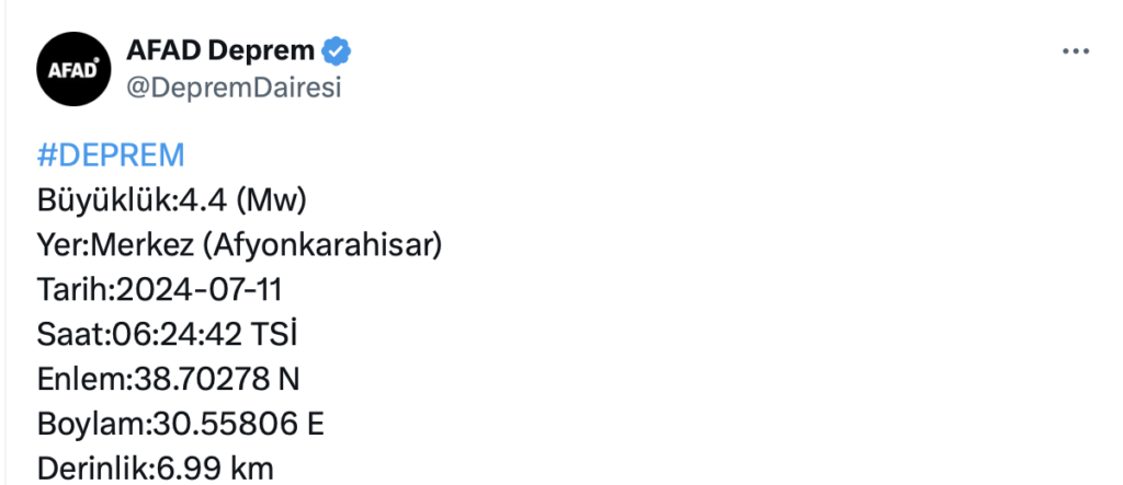 Afyonkarahisar deprem