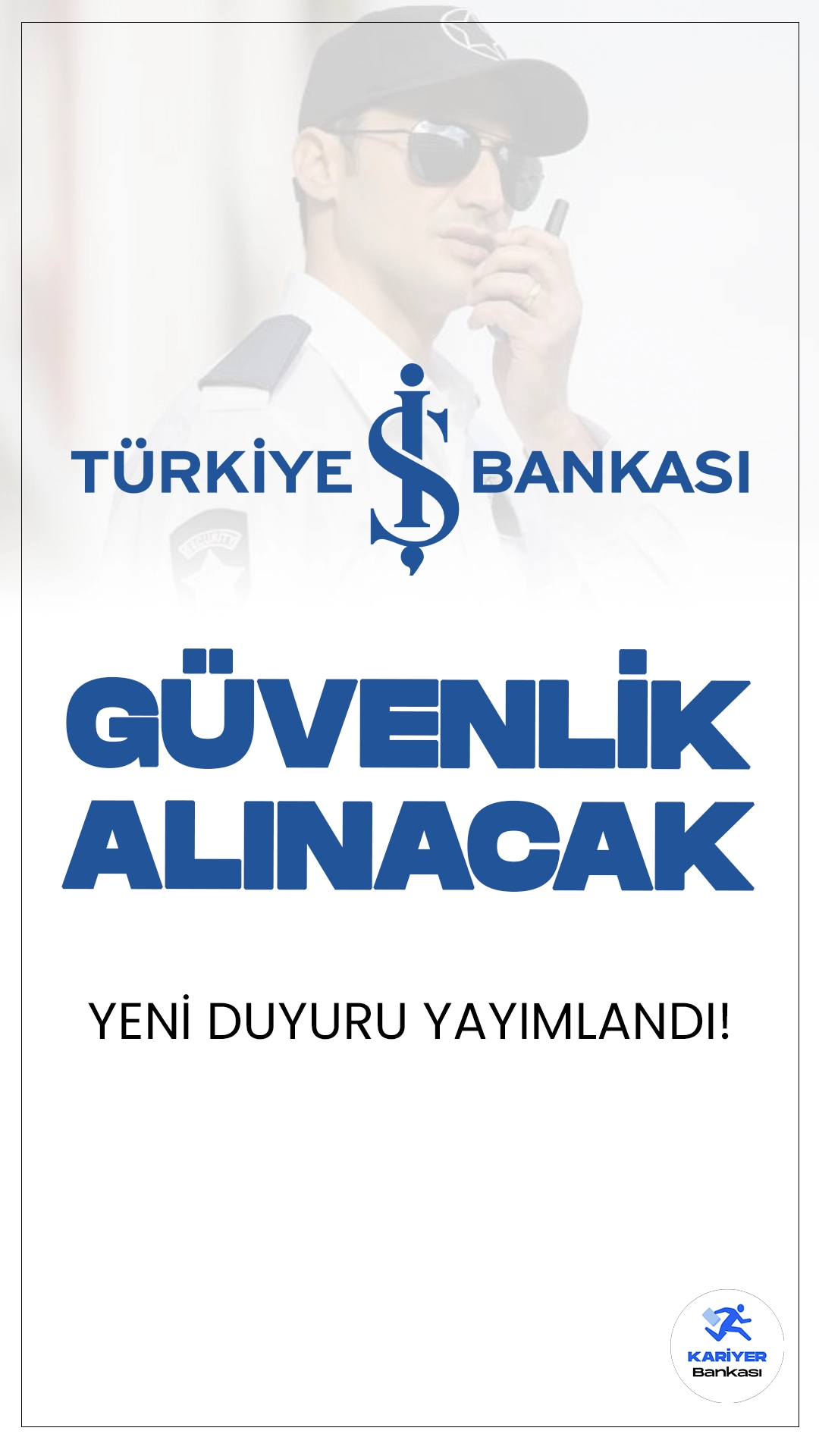 İş Bankası Güvenlik Görevlisi Alımı Duyurusu Yayımlandı.Türkiye İş Bankası, İstanbul'da görevlendirilmek üzere Özel Güvenlik Görevlisi alımı yapacak. Bu pozisyonda çalışacak personel, şubelerde, genel müdürlük ve bölge müdürlüğü binalarında silahlı güvenlik görevini yerine getirecek. Başvurular 2 Ağustos 2024 tarihinde sona erecek. Başvuru yapacak adayların belirtilen şartları sağlaması gerekmektedir.