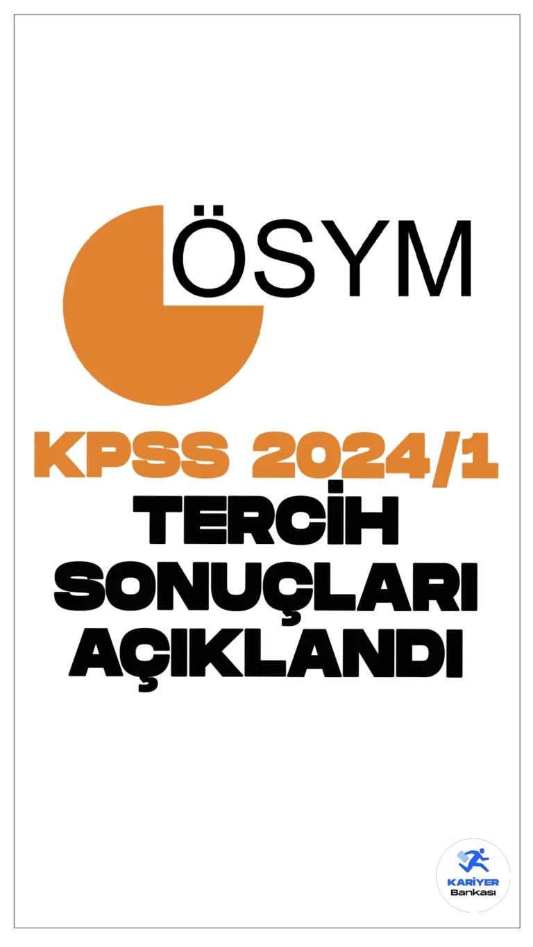 KPSS 2024/1 Tercih Sonuçları Açıklandı. ÖSYM sayfasından yayımlanan son dakika duyurusunda, başvuruları 10 Temmuz-18 Temmuz 2024 tarihleri arasından KPSS 2024/1 tercih sonuçlarının açıklandığı aktarıldı.