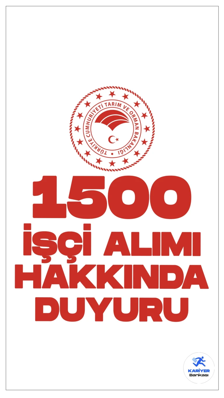 Tarım Bakanlığı 1500 Alımı Hakkında Duyuru Yayımlandı.Tarım ve Orman Bakanlığı sayfasından yayımlanan duyuruda, 1500 işçi alımı kapsamında evrak teslimi yapan hak sahiplerinden evrak inceleme süreci tamamlananlardan “Aranan Şartlara Haiz Olmayanların" listesinin açıklandığı aktarıldı.