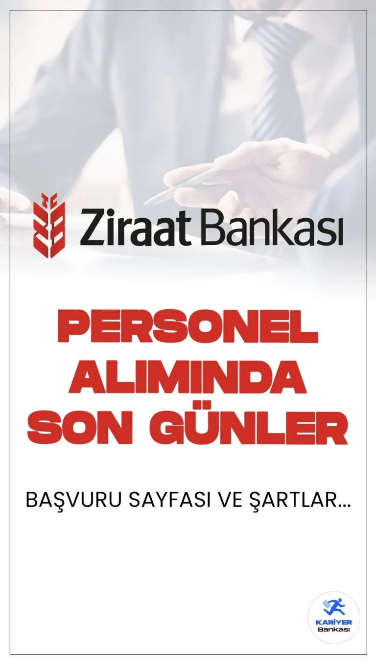 Ziraat Bankası 770 Personel Alımı Başvurularında Son Günler.Ziraat Bankası sayfasından yayımlanan duyurulara göre, uzman yardımcısı, servis görevlisi ve müfettiş yardımcısı alımı başvurularında son günlere girildi. Başvuru yapacak adayların genel şartların yanı sıra, özel şartları da sağlaması gerekmektedir. İşte şartlar ve başvuru bilgileri..