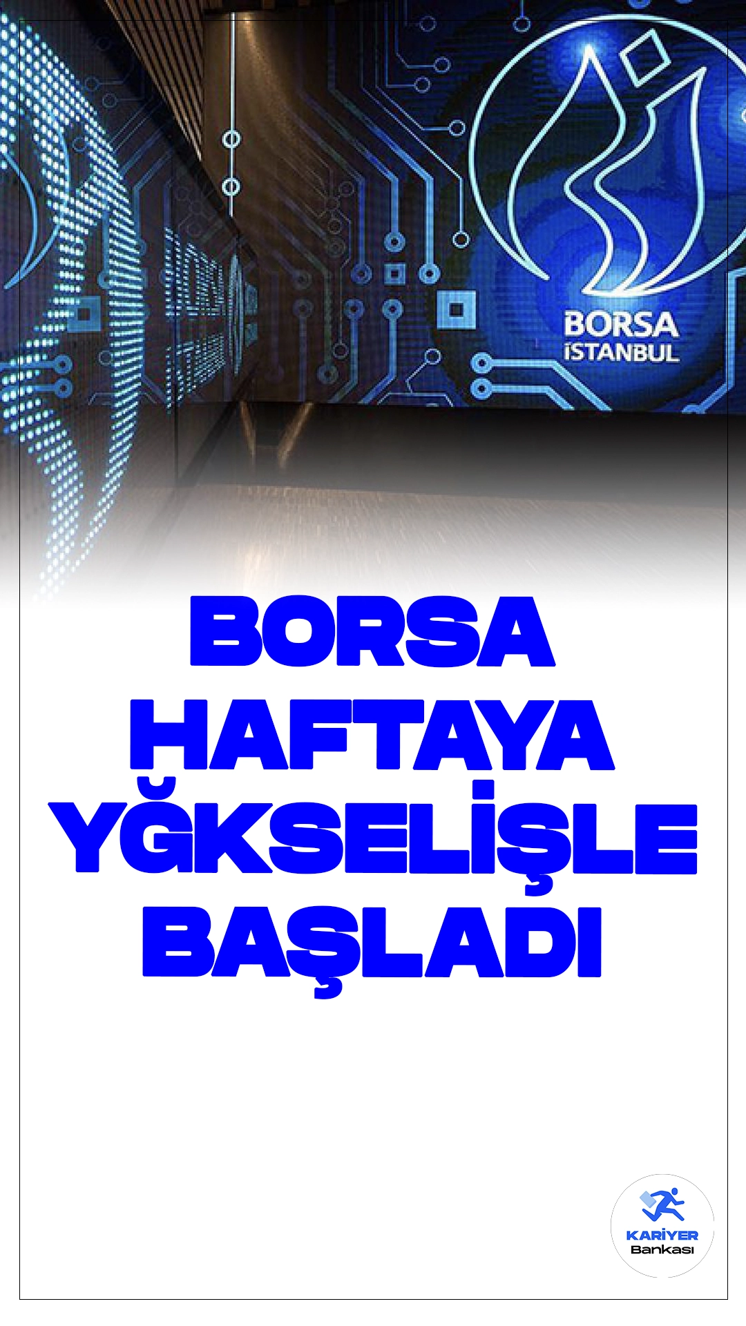 Borsa İstanbul Haftaya Yükselişle Başladı.Borsa İstanbul'da BIST 100 endeksi, yeni haftaya yüzde 0,46'lık artışla 9.866,98 puandan giriş yaptı. Bankacılık ve holding endeksleri de yükseliş gösterirken, en fazla kazandıran sektör inşaat oldu. Geçtiğimiz hafta düşüş yaşayan endeks, yeni haftada küresel piyasalardaki karışık seyre rağmen toparlanma sinyalleri veriyor. Yatırımcıların gözü yarın açıklanacak olan Türkiye Cumhuriyet Merkez Bankası'nın para politikası kararlarında.