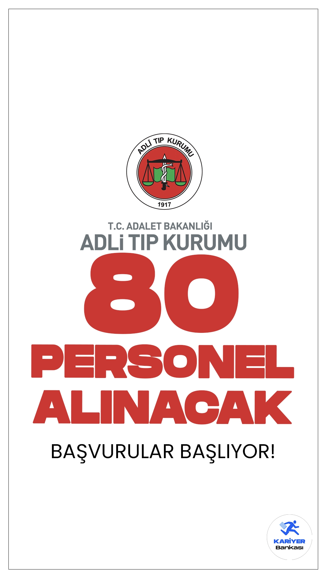 Adli Tıp Kurumu (ATK) 80 Personel Alımı Başvuruları Başlıyor.Adli Tıp Kurumu, merkez ve taşra teşkilatında görevlendirilmek üzere 80 sözleşmeli personel alımı yapacak.Resmi Gazete’de yayımlanan duyuruda, Adli Tıp Kurumuna İKM, koruma ve güvenlik görevlisi, destek personeli(hizmetli, şoför), büro personeli, tekniker, mühendis, laborant, hemşire, biyolog ve psikolog ünvanlarında personel alımı yapılacağı aktarıldı.Başvuru yapacak adayların 2022 KPSS'den en az 70 puan almış olması gerekmektedir. İşte şartlar ve başvuru bilgileri.