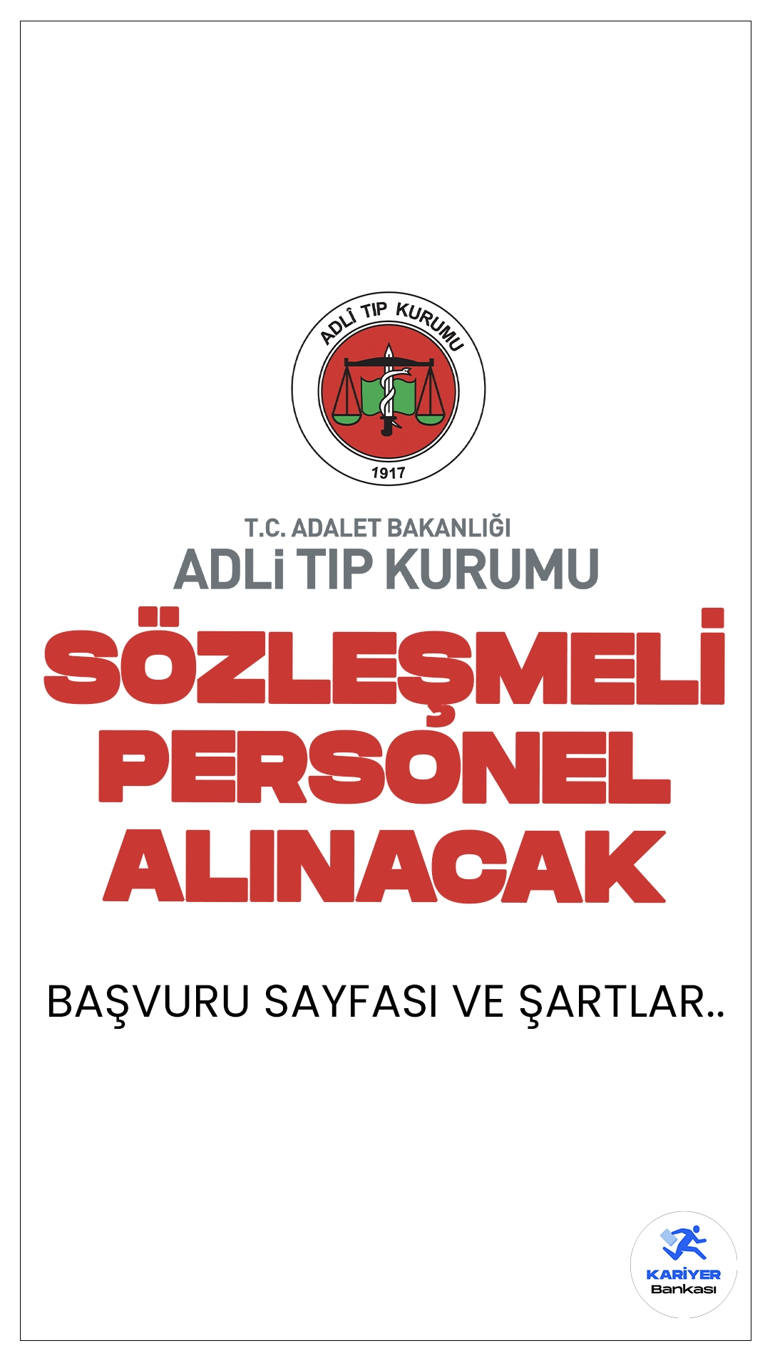 Adli Tıp Kurumu (ATK) 80 Personel Alımı Başvuruları Sürüyor.İlgili alım duyurusunda, Adalet Bakanlığına bağlı Adli Tıp Kurumu, merkez ve taşra teşkilatında görevlendirilmek üzere İKM, koruma ve güvenlik görevlisi, destek personeli(hizmetli, şoför), büro personeli, tekniker, mühendis, laborant, hemşire, biyolog ve psikolog ünvanlarında sözleşmeli personel alımı yapılacağı aktarıldı.İşte şartlar ve başvuru sayfası.