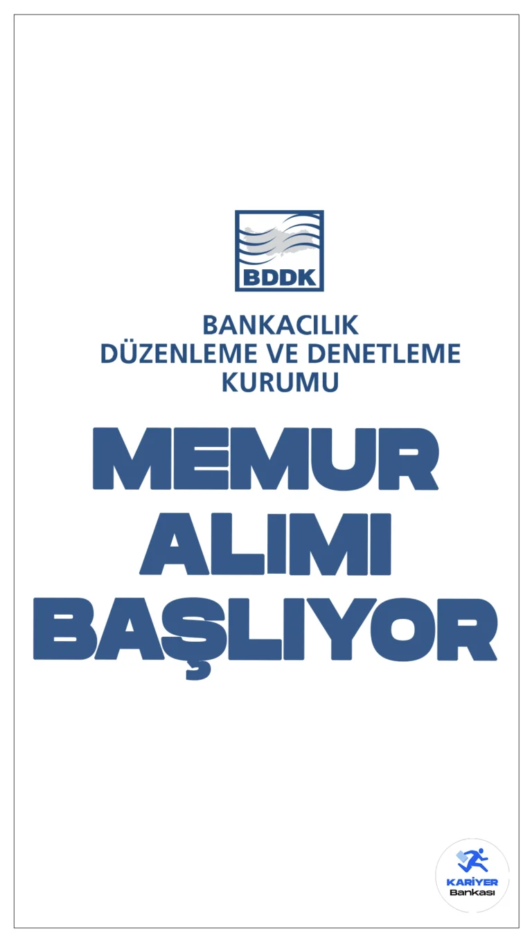 Bankacılık Düzenleme ve Denetleme Kurumu (BDDK) 160 Memur Alımı 28 Ağustos'ta Başlıyor.Resmi Gazete'de yayımlanan duyuruda, BDDK'ya, İstanbul'da istihdam edilmek üzere çeşitli pozisyonlarda meslek personeli alımı yapılacağı aktarıldı.Başvurular yarın (28 Ağustos) başlıyor.Başvuru yapacak adayların genel şartların yanı sıra, özel şartları da taşıması gerekmektedir.
