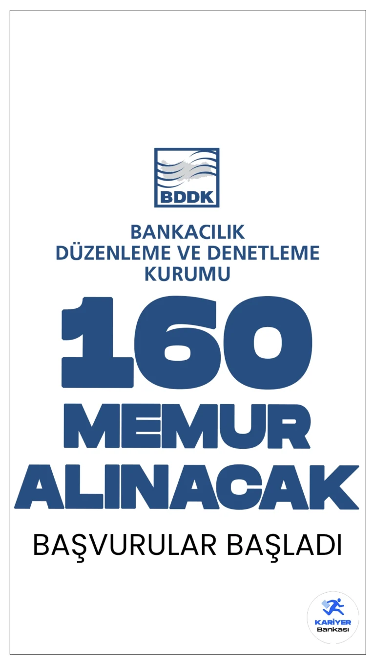BDDK 160 Memur Alımı Başvuruları Alınacak.BDDK İstanbul'da istihdam edilmek üzere çeşitli pozisyonlarda meslek personeli alımı yapacak.Başvurular bugün itibarıyla alınmaya başlandı.Başvuru yapacak adayların genel ve özel şartları dikkatle incelemsi gerekmektedir.