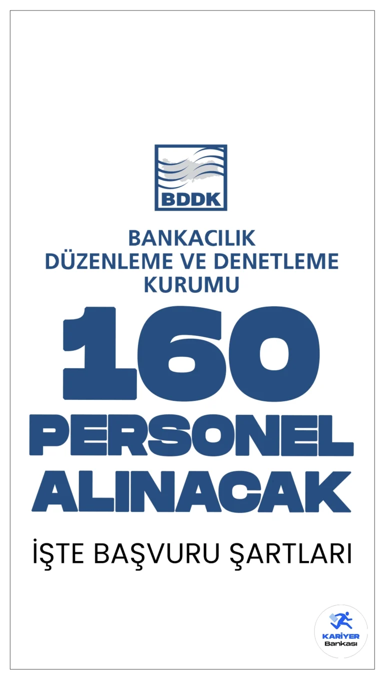 BDDK 160 Memur Alımı Şartları.İlgili alım duyurusunda BDDK'ya, İstanbul'da istihdam edilmek üzere çeşitli pozisyonlarda meslek personeli alımı yapılacağı aktarıldı. Başvuru yapacak adayların genel şartların yanı sıra, özel şartları da sağlaması gerekmektedir.