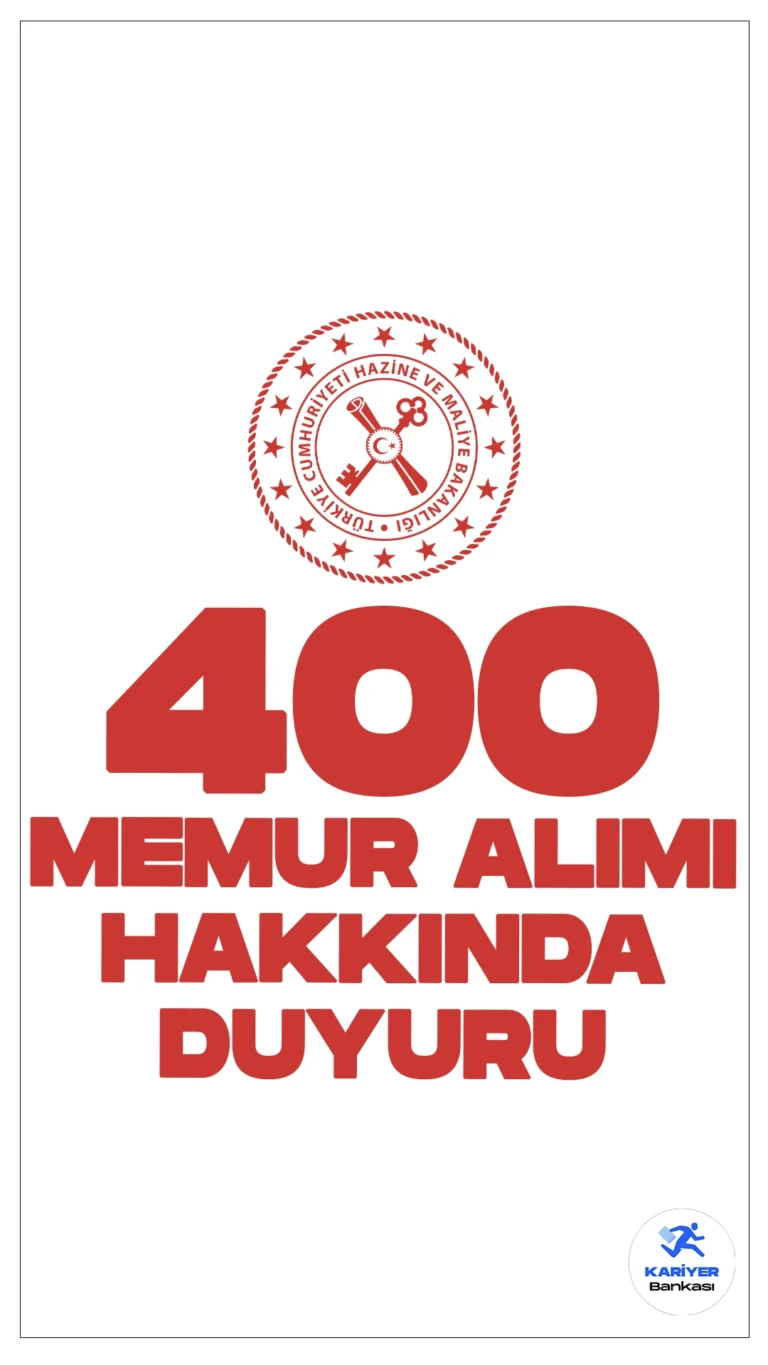 Hazine Bakanlığı 400 Memur Alımı Hakkında Duyuru Yayımlandı. Hazine ve Maliye Bakanlığı sayfasından yayımlanan duyuruda, 400 defterdarlık uzman yardımcısı alımı kapsamında, asıl ve yedek adayların sınav sonuçlarının açıklandığı aktarıldı.
